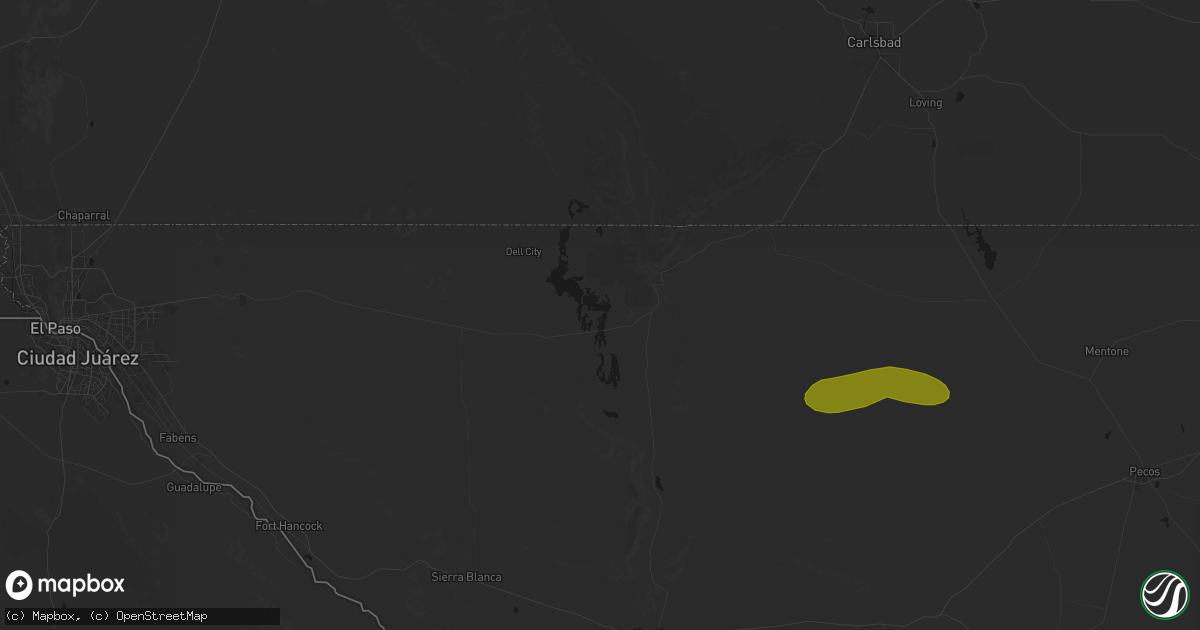 Hail map in Salt Flat, TX on June 25, 2026