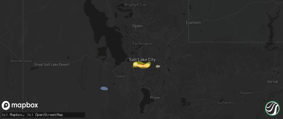 Hail map in Salt Lake City, UT on June 25, 2026