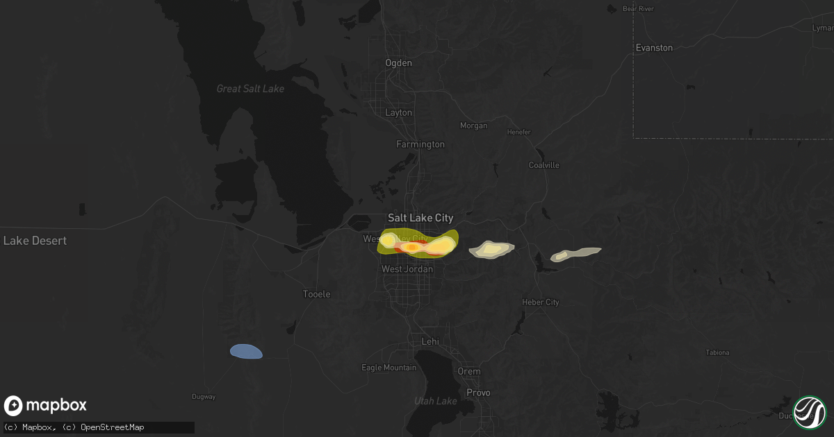 Hail map in Salt Lake City, UT on June 25, 2026