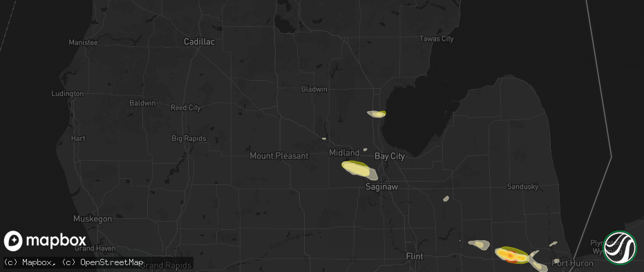 Hail map in Sanford, MI on June 25, 2026