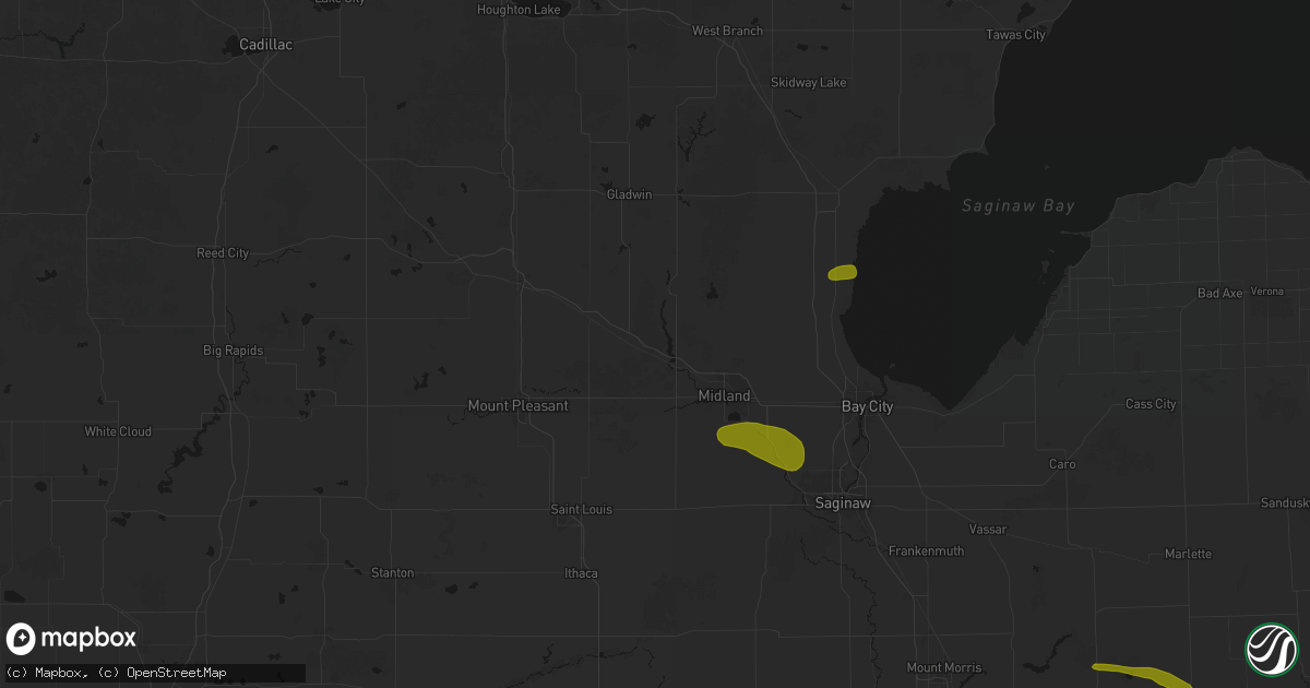 Hail map in Sanford, MI on June 25, 2026