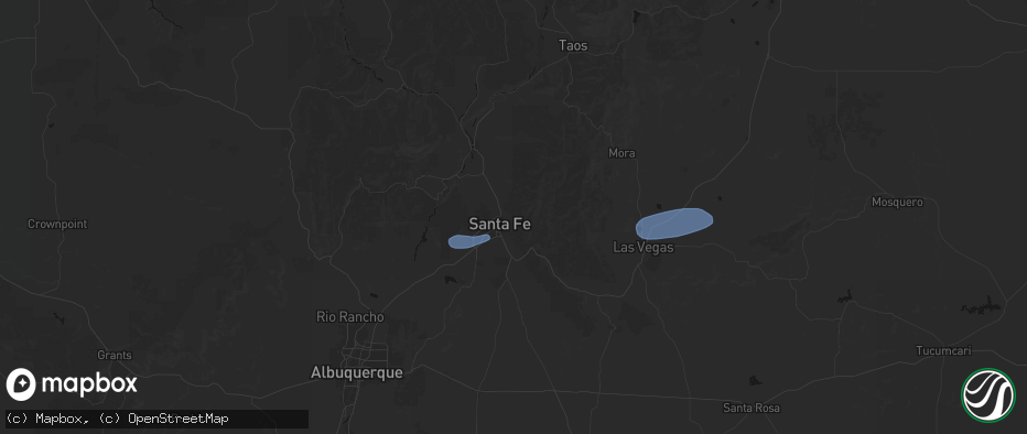 Hail map in Santa Fe, NM on June 25, 2026