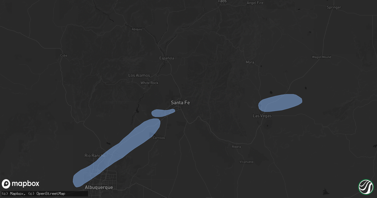 Hail map in Santa Fe, NM on June 25, 2026