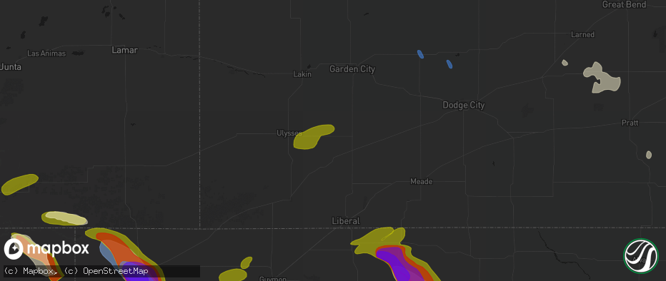 Hail map in Satanta, KS on June 25, 2026