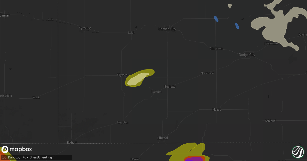 Hail map in Satanta, KS on June 25, 2026