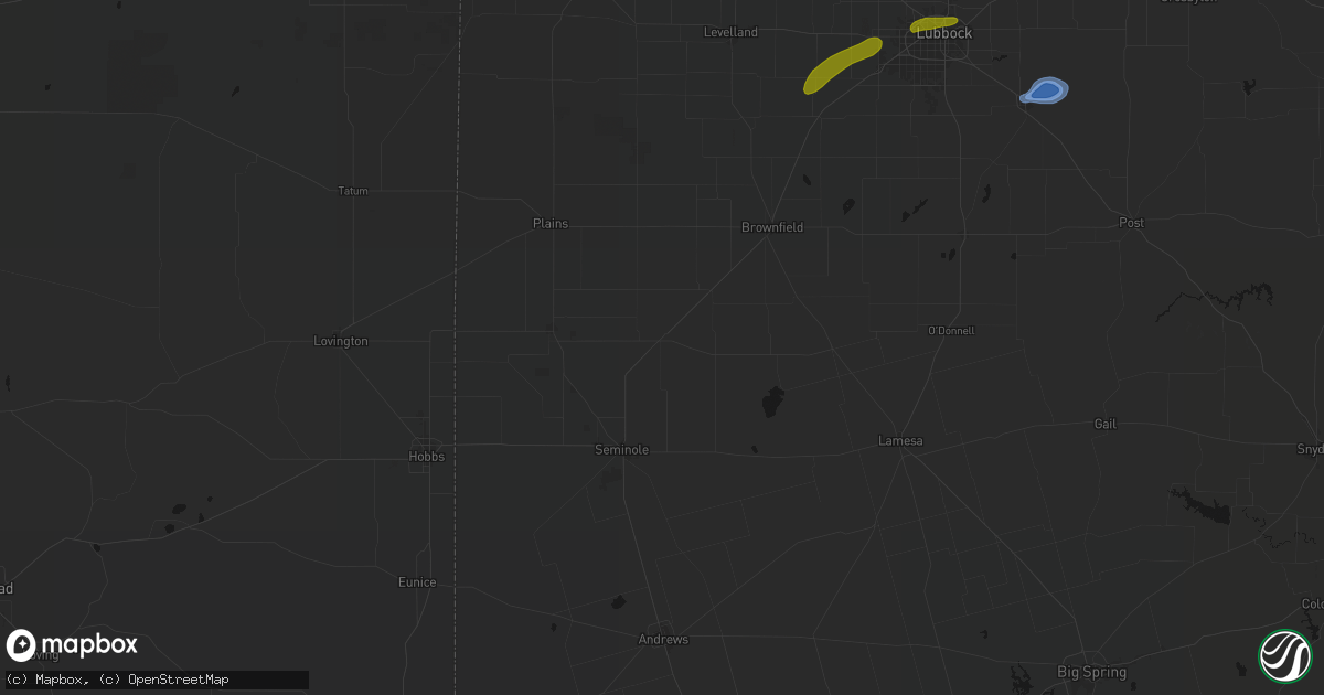 Hail map in Seagraves, TX on June 25, 2026