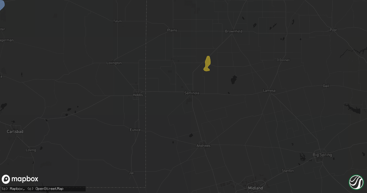 Hail map in Seminole, TX on June 25, 2026