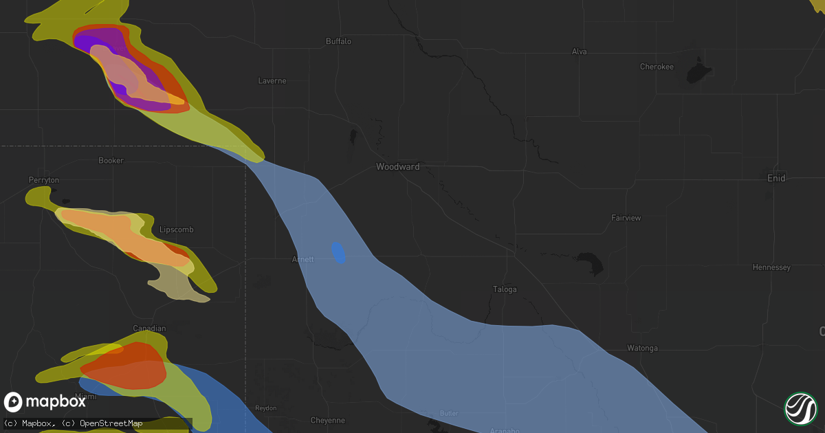 Hail map in Sharon, OK on June 25, 2026