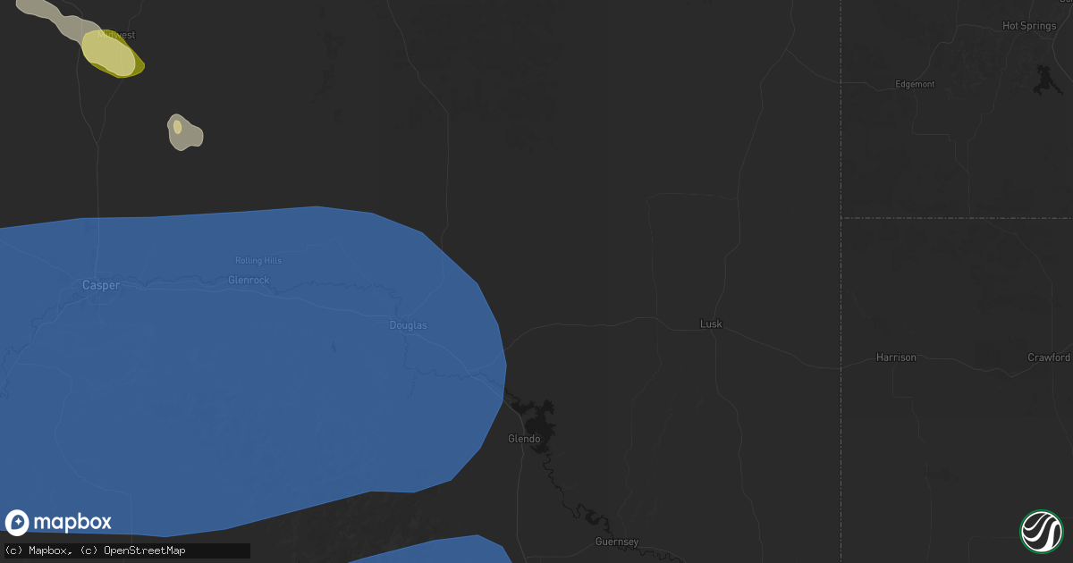 Hail map in Shawnee, WY on June 25, 2026