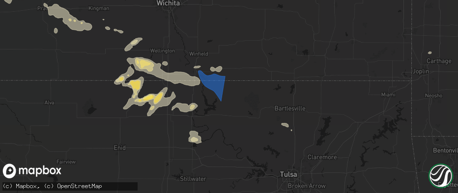 Hail map in Shidler, OK on June 25, 2026
