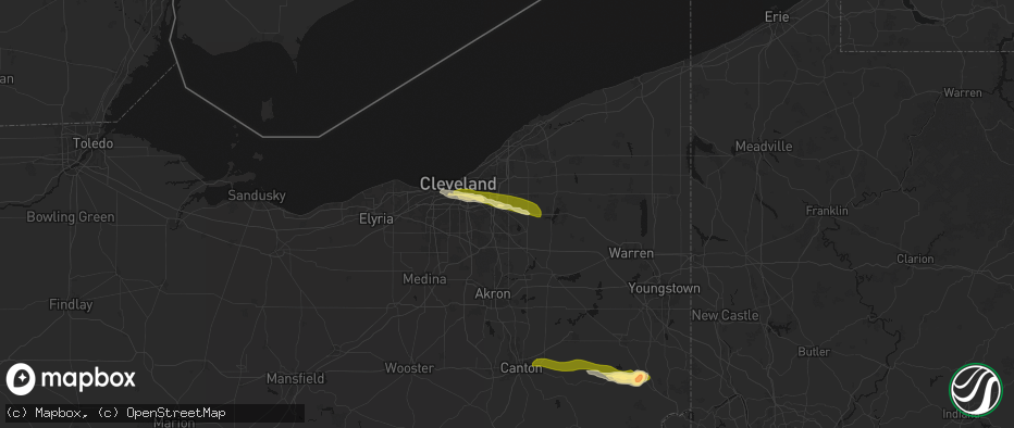 Hail map in Solon, OH on June 25, 2026