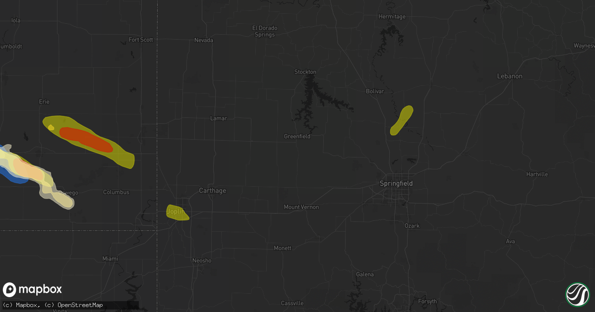Hail map in South Greenfield, MO on June 25, 2026
