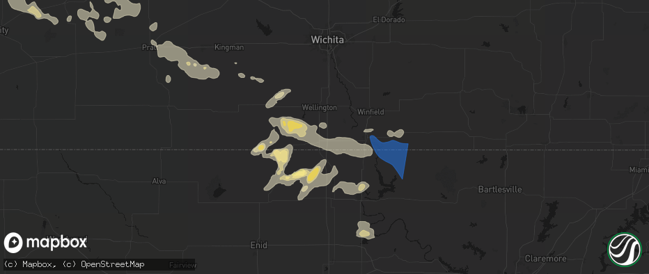 Hail map in South Haven, KS on June 25, 2026