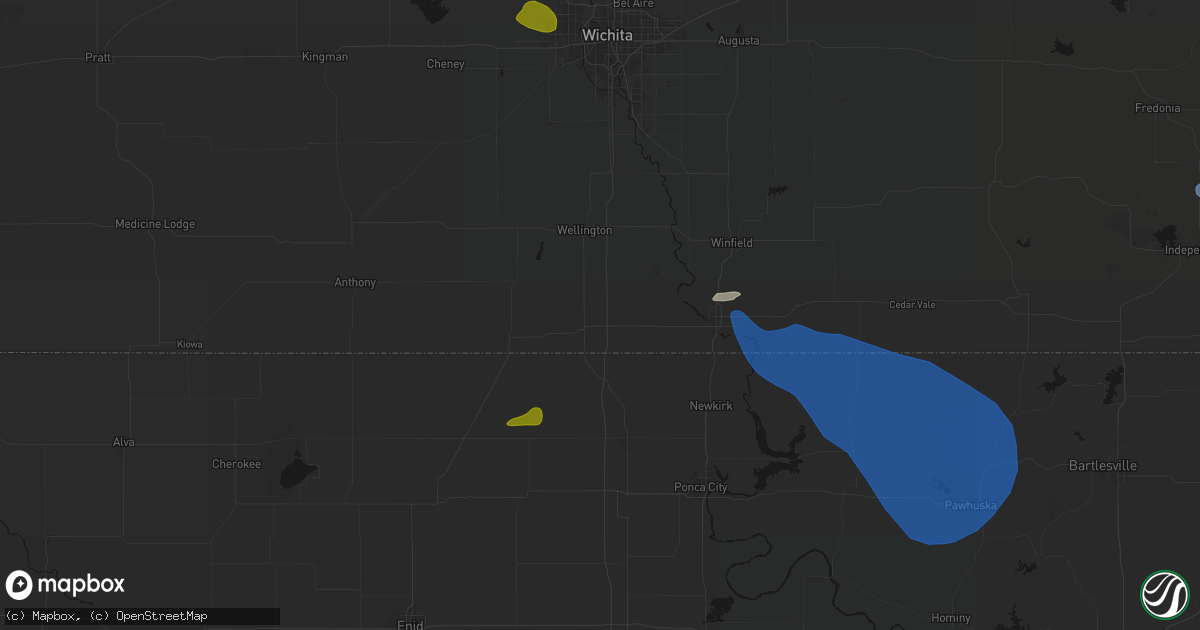Hail map in South Haven, KS on June 25, 2026