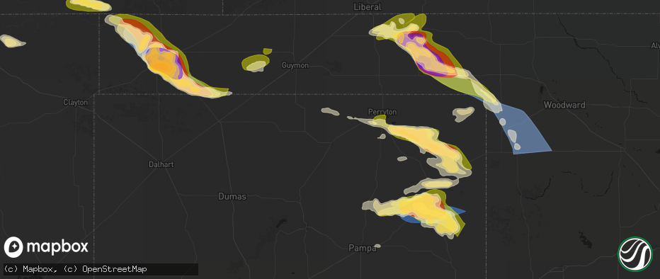 Hail map in Spearman, TX on June 25, 2026