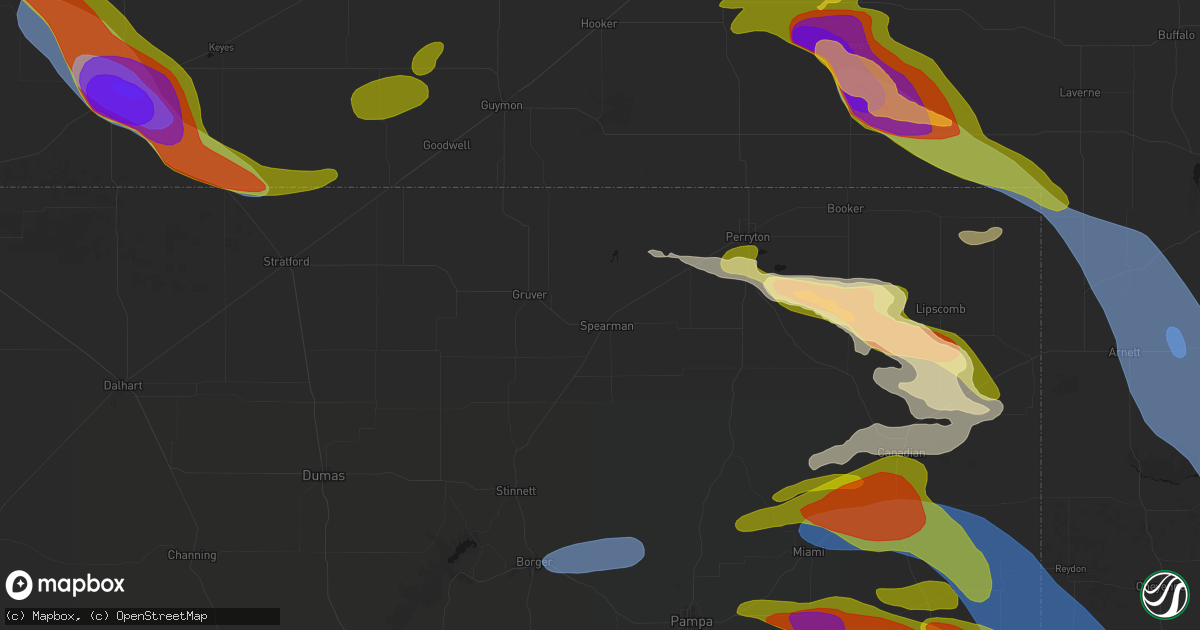 Hail map in Spearman, TX on June 25, 2026