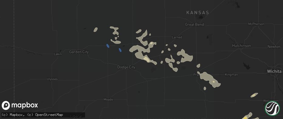 Hail map in Spearville, KS on June 25, 2026