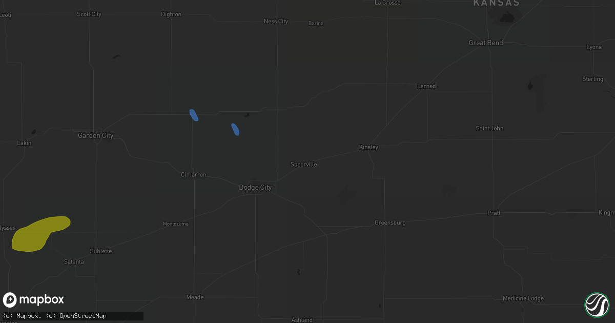 Hail map in Spearville, KS on June 25, 2026