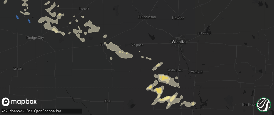 Hail map in Spivey, KS on June 25, 2026
