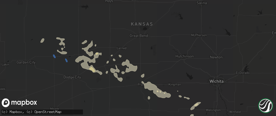 Hail map in St John, KS on June 25, 2026