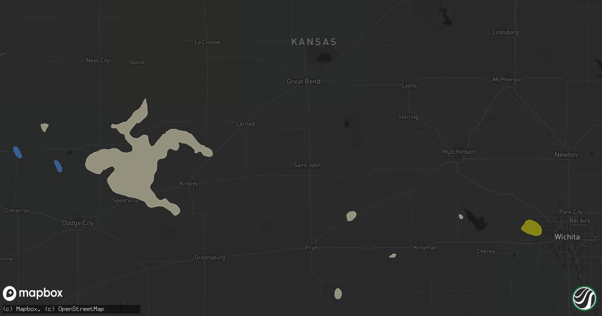 Hail map in St John, KS on June 25, 2026