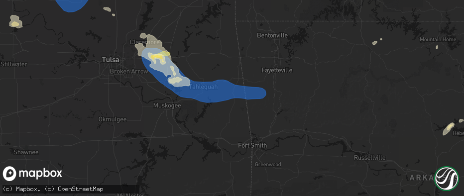 Hail map in Stilwell, OK on June 25, 2026