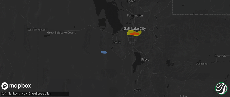 Hail map in Stockton, UT on June 25, 2026