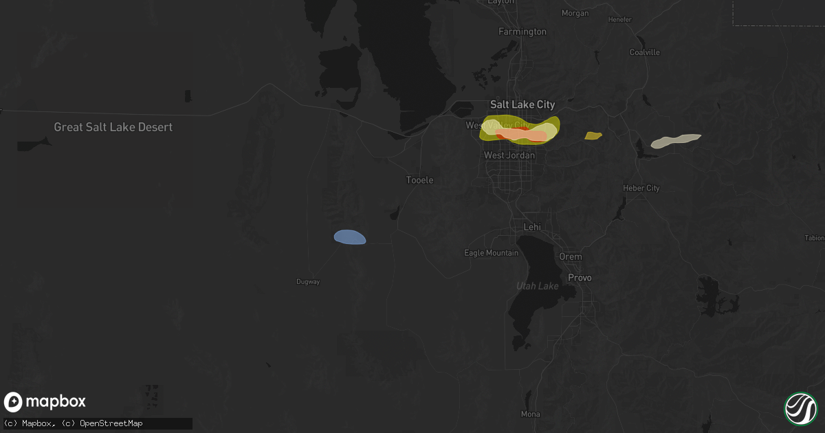 Hail map in Stockton, UT on June 25, 2026