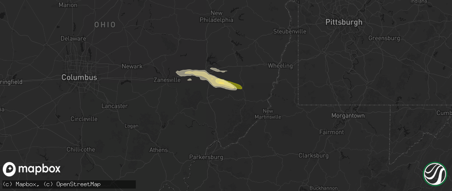 Hail map in Summerfield, OH on June 25, 2026