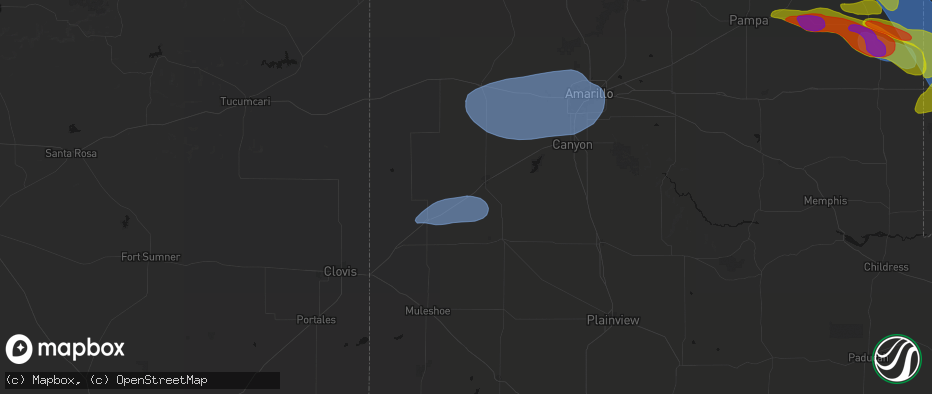 Hail map in Summerfield, TX on June 25, 2026