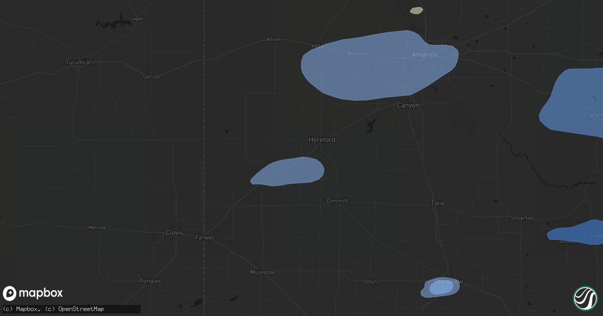 Hail map in Summerfield, TX on June 25, 2026