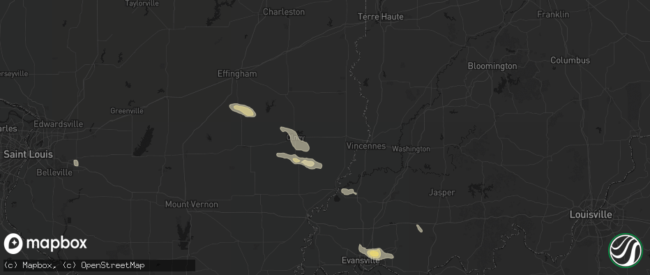 Hail map in Sumner, IL on June 25, 2026