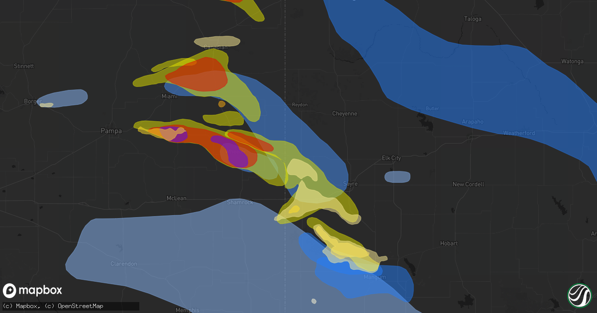 Hail map in Sweetwater, OK on June 25, 2026