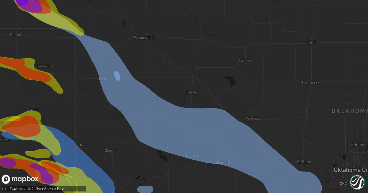 Hail map in Taloga, OK on June 25, 2026