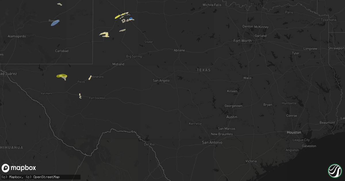 Hail map in Texas on June 25, 2026