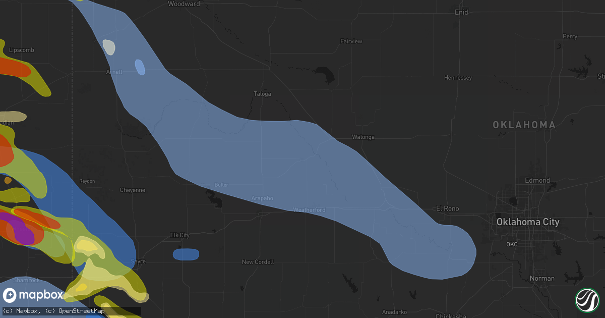 Hail map in Thomas, OK on June 25, 2026