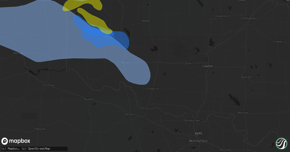 Hail map in Tipton, OK on June 25, 2026