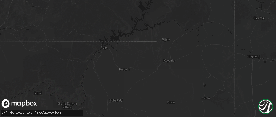 Hail map in Tonalea, AZ on June 25, 2026