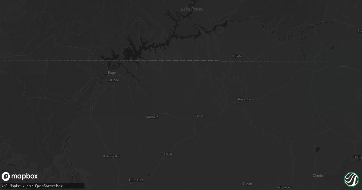Hail map in Tonalea, AZ on June 25, 2026