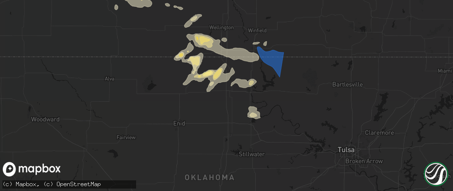 Hail map in Tonkawa, OK on June 25, 2026