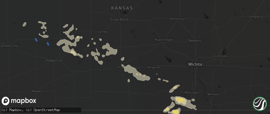 Hail map in Turon, KS on June 25, 2026