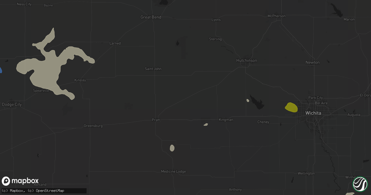 Hail map in Turon, KS on June 25, 2026