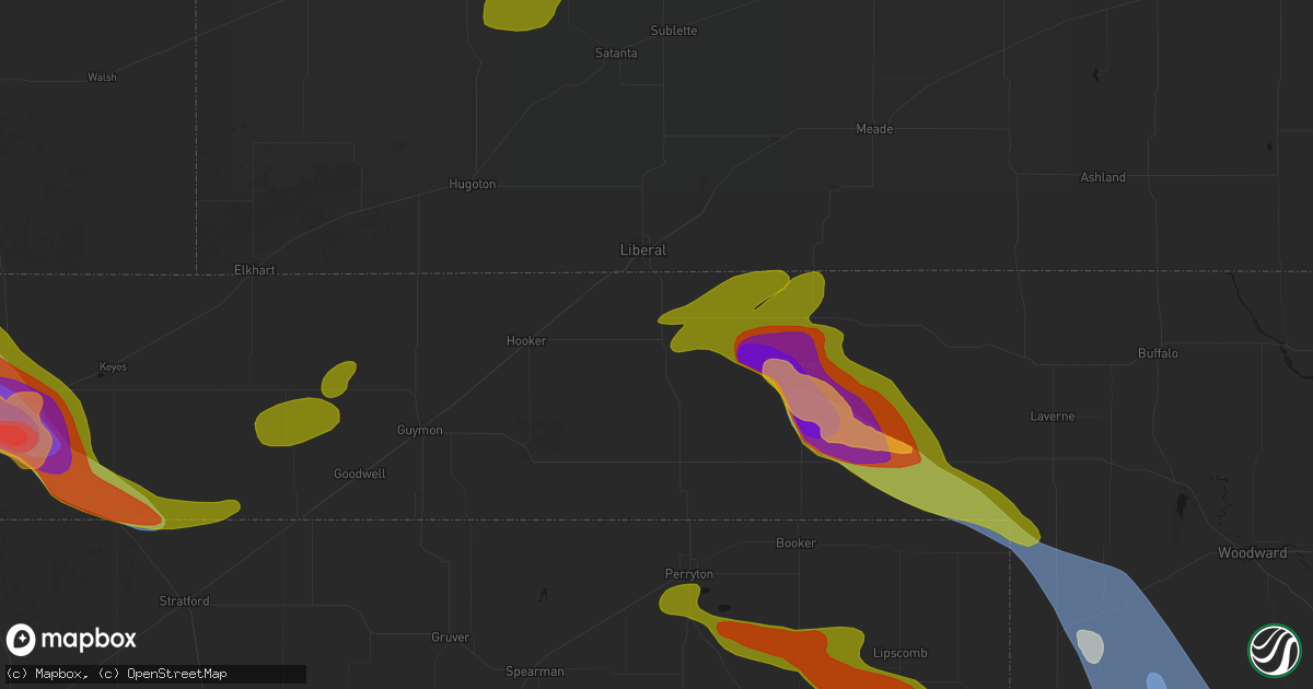 Hail map in Turpin, OK on June 25, 2026