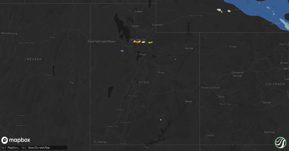 Hail map in Utah on June 25, 2026