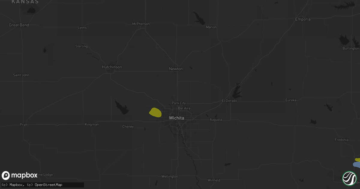 Hail map in Valley Center, KS on June 25, 2026