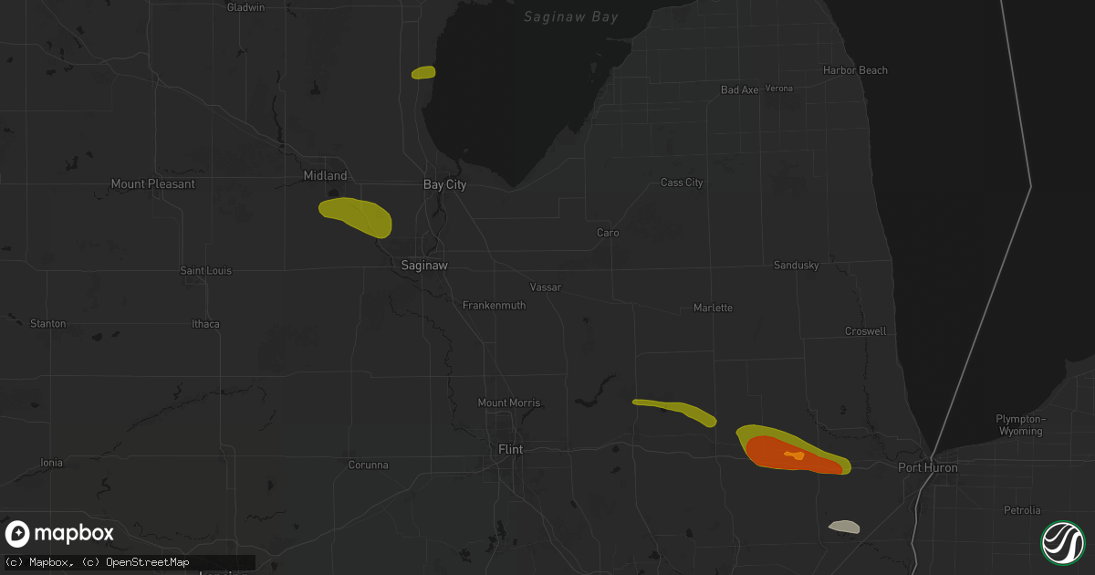 Hail map in Vassar, MI on June 25, 2026