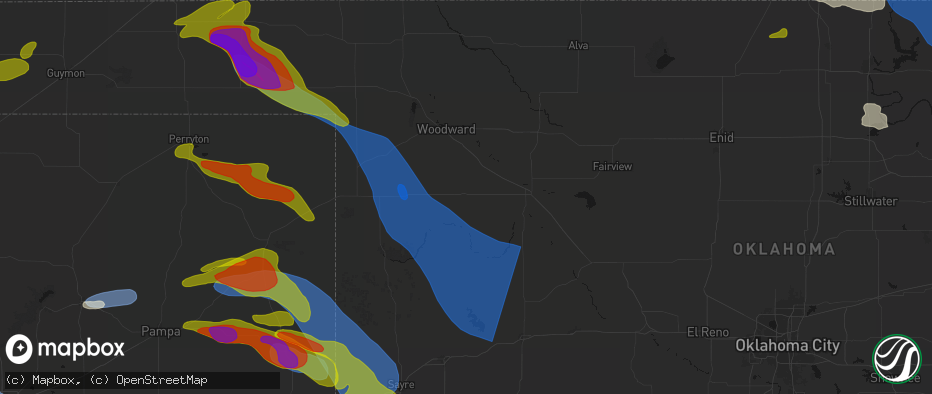 Hail map in Vici, OK on June 25, 2026