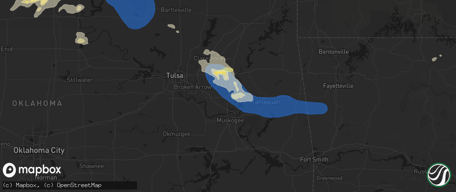 Hail map in Wagoner, OK on June 25, 2026