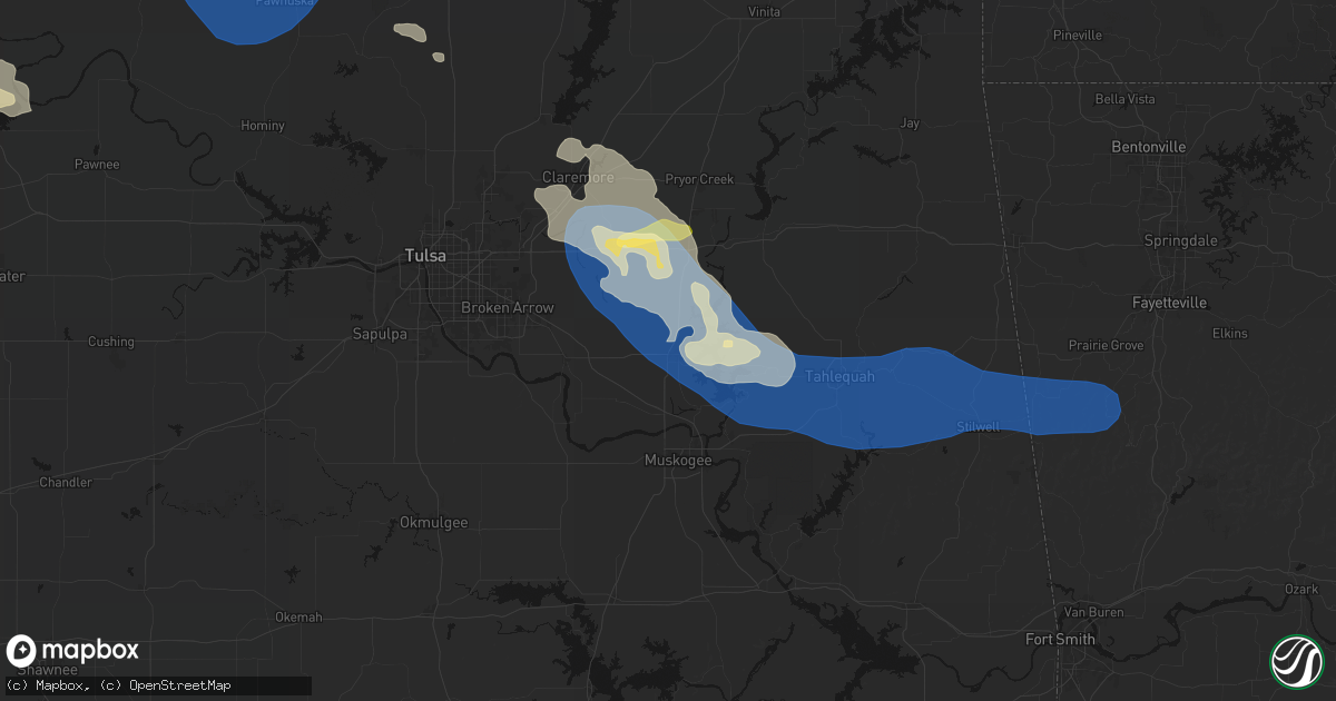 Hail map in Wagoner, OK on June 25, 2026
