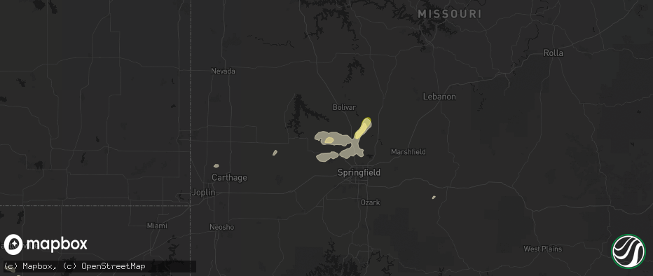 Hail map in Walnut Grove, MO on June 25, 2026